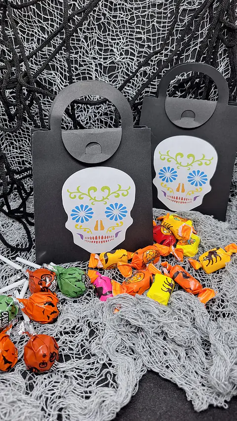 Sacola de Halloween com caveira mexicana