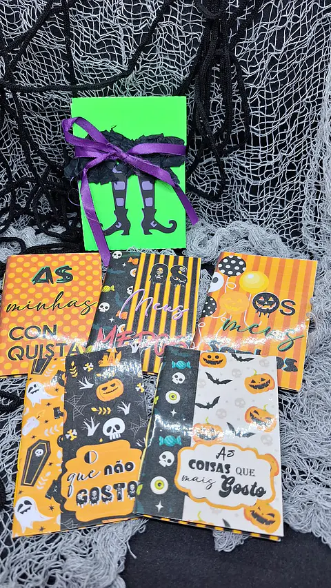 Pack 5 Caderninhos de Halloween "O Meu Mundo Mágico" – Edição Laranja & Verde