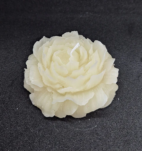 Vela Peônia Georgina Natural em cera vegetal