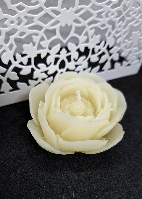 Vela Camélia Natural Cera Vegetal