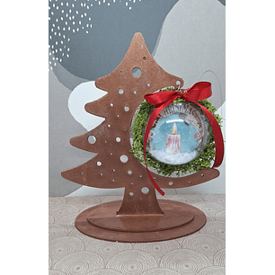 Árvore de Natal Bronze em Mdf com bola de natal