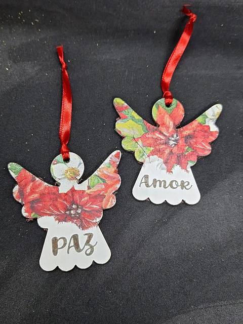 Anjos | MDF com Decoupage | Lembrança Decorativa Amor e Paz 