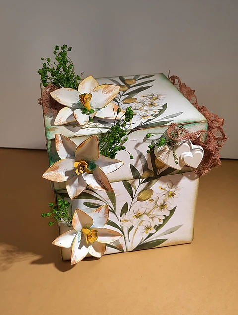 Caixa Campestre Casamento com presente em gesso cerâmico