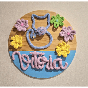 Porta Maternidade Placa em Tricotin