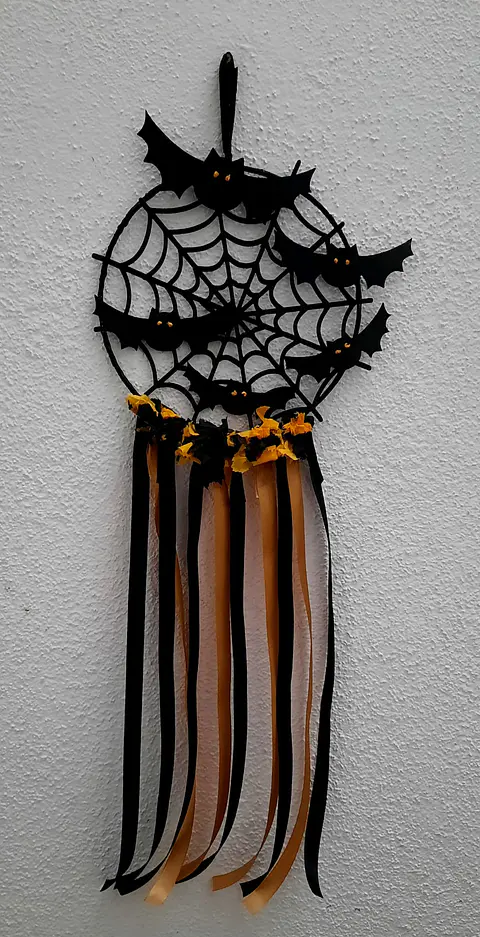 Caçador de Sonhos Halloween Teia e Morcegos