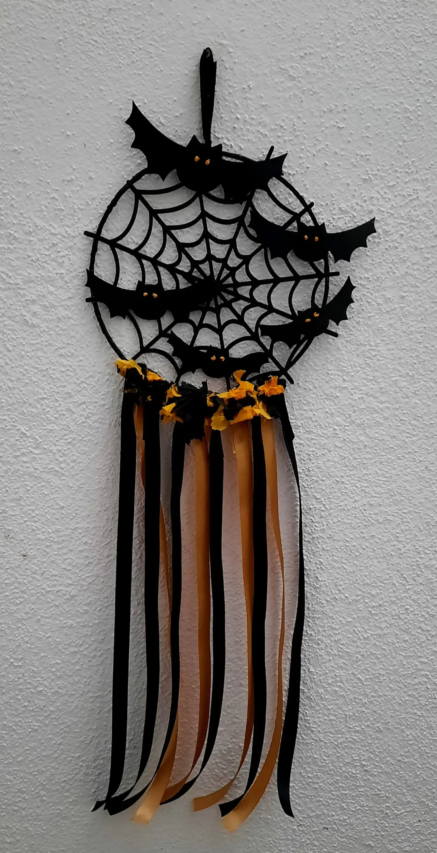 Caçador de Sonhos Halloween Teia e Morcegos 1