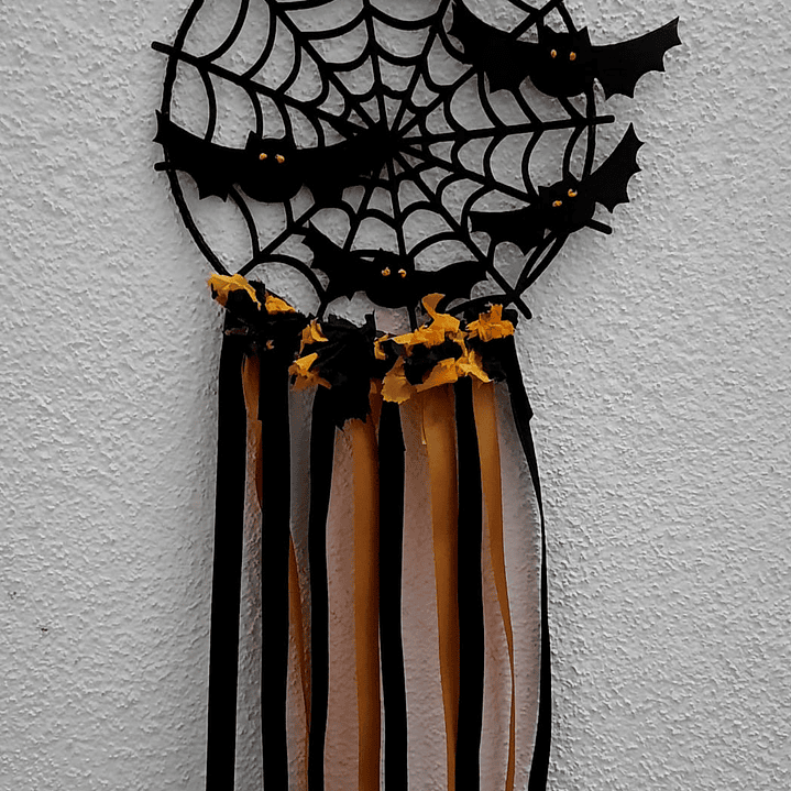 Caçador de Sonhos Halloween Teia e Morcegos 1