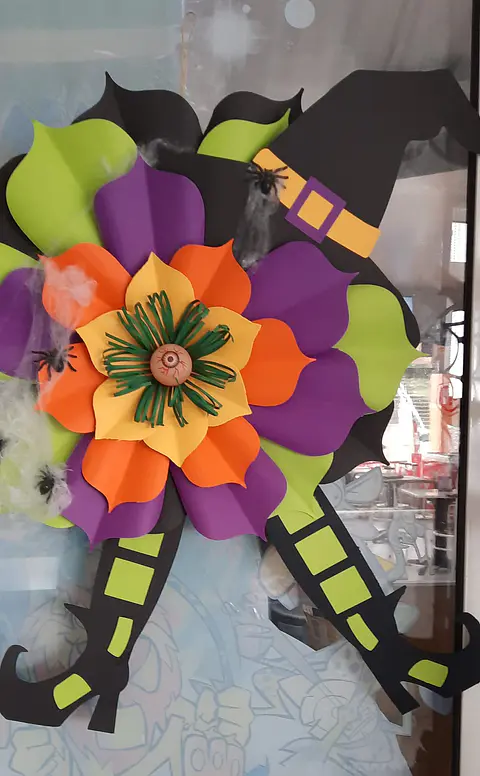 Halloween decoração de porta Bruxa Flor