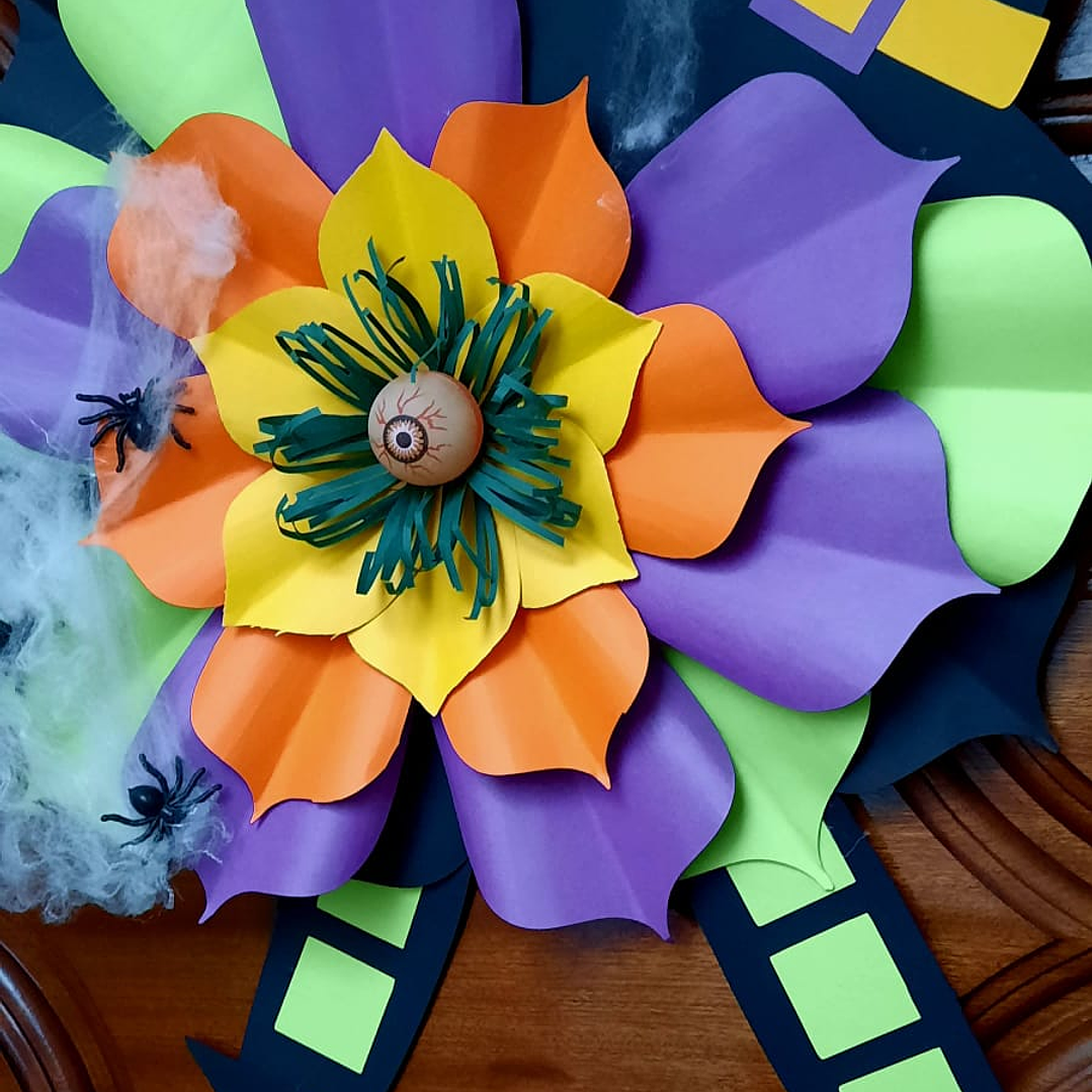 Halloween decoração de porta Bruxa Flor 3