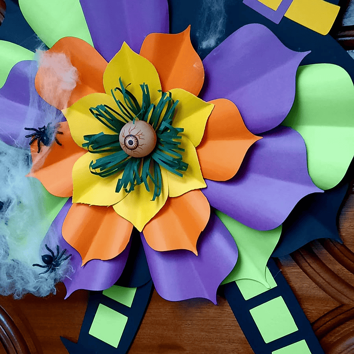 Halloween decoração de porta Bruxa Flor 3