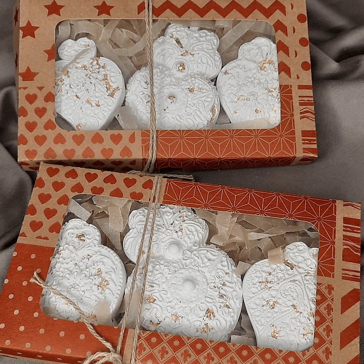 Pack 3 Corações de Viana em Gesso Perfumado – Edição Ouro 1