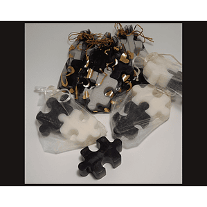 Lembrança de Casamento — Puzzle Duplo em Saquinho de Organza