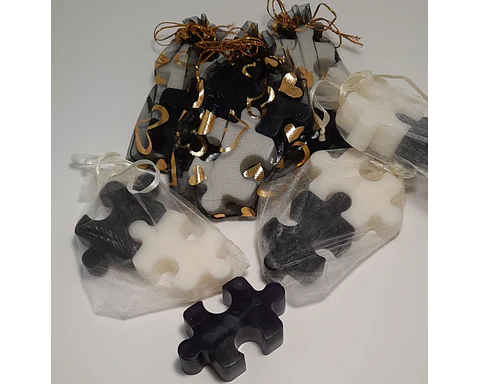 Lembrança de Casamento — Puzzle Duplo em Saquinho de Organza