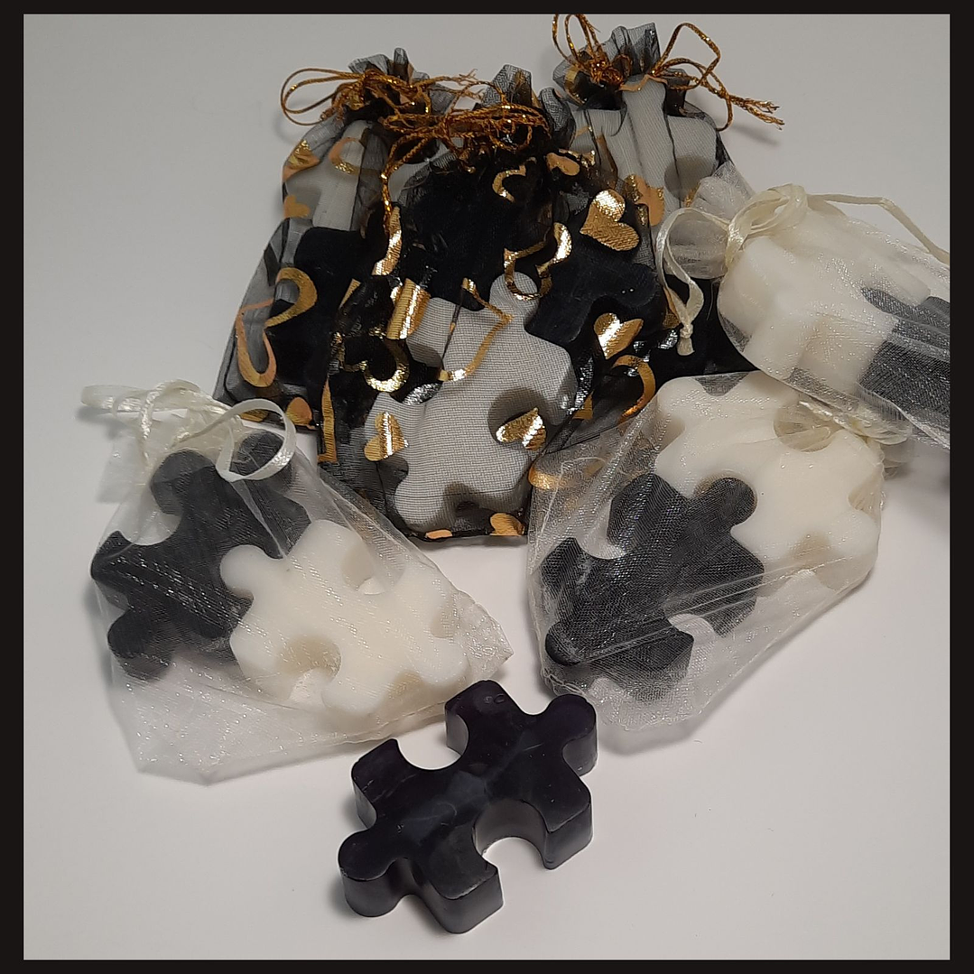 Lembrança de Casamento — Puzzle Duplo em Saquinho de Organza 1