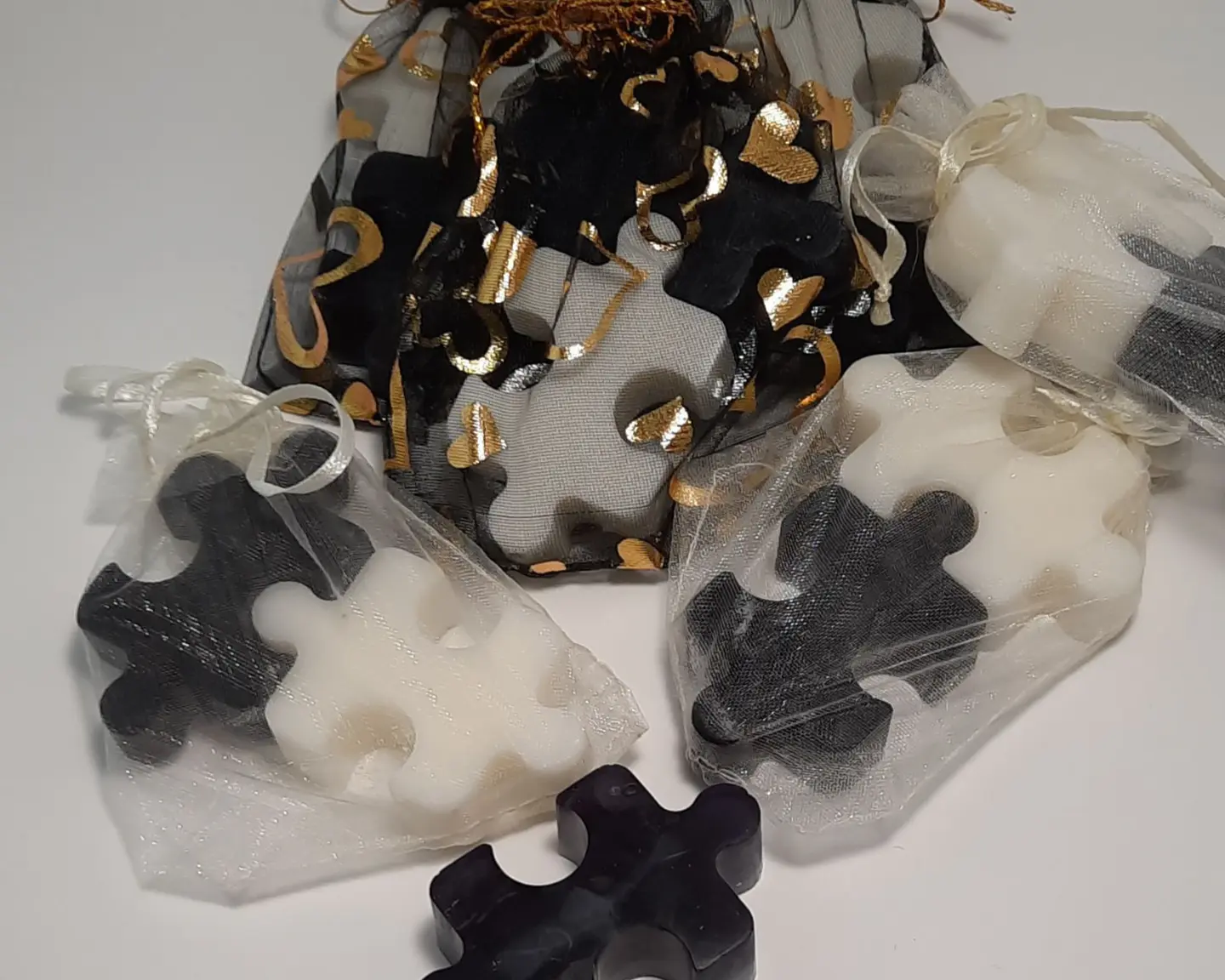 Lembrança de Casamento — Puzzle Duplo em Saquinho de Organza 1