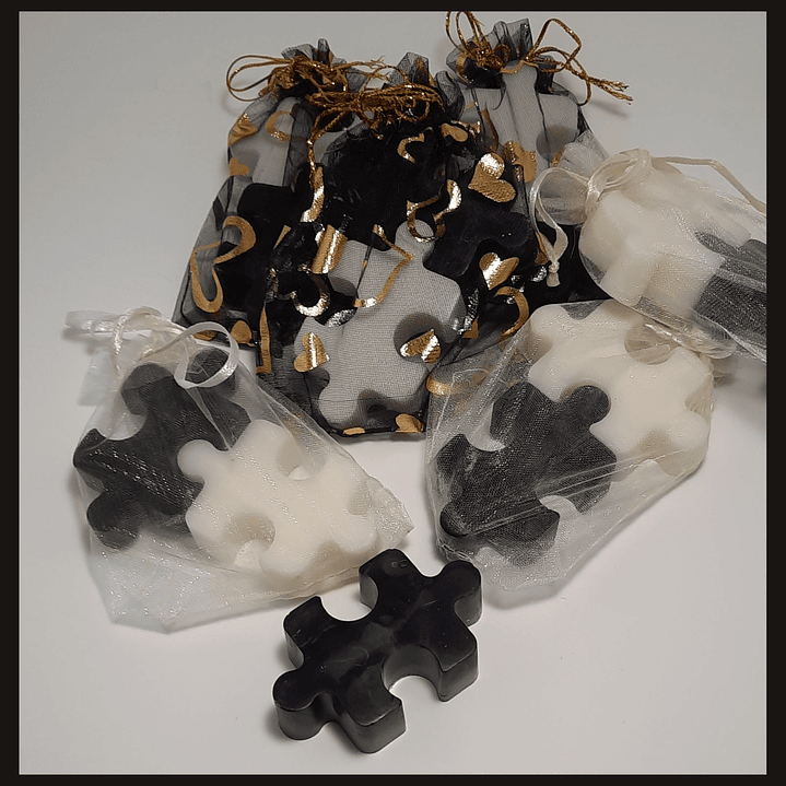 Lembrança de Casamento — Puzzle Duplo em Saquinho de Organza 1