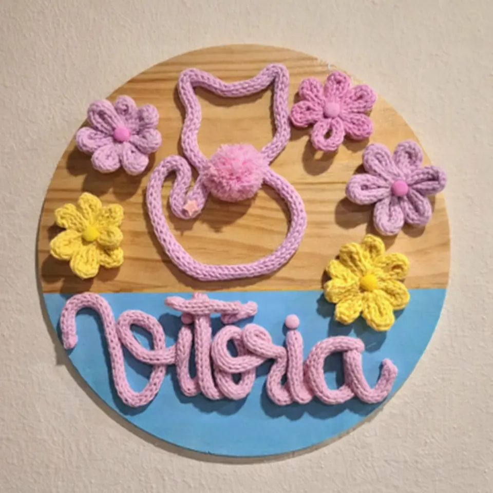 Porta Maternidade Placa em Tricotin 2