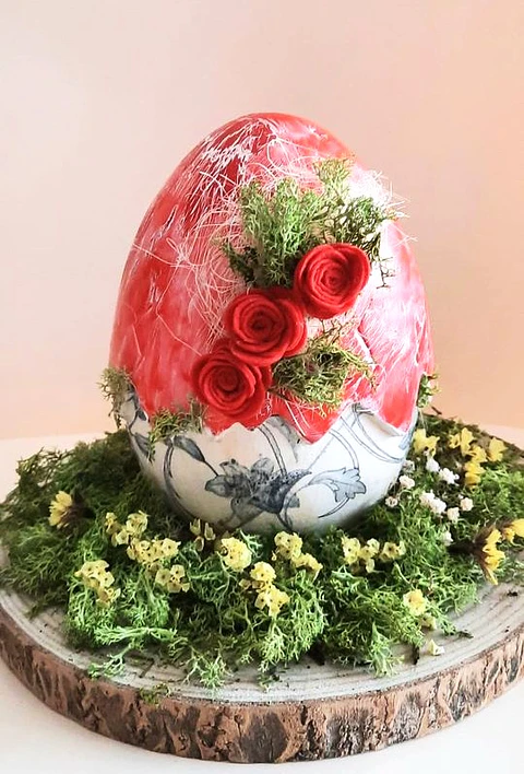 Ovo Páscoa Chacota decorativo Vermelho