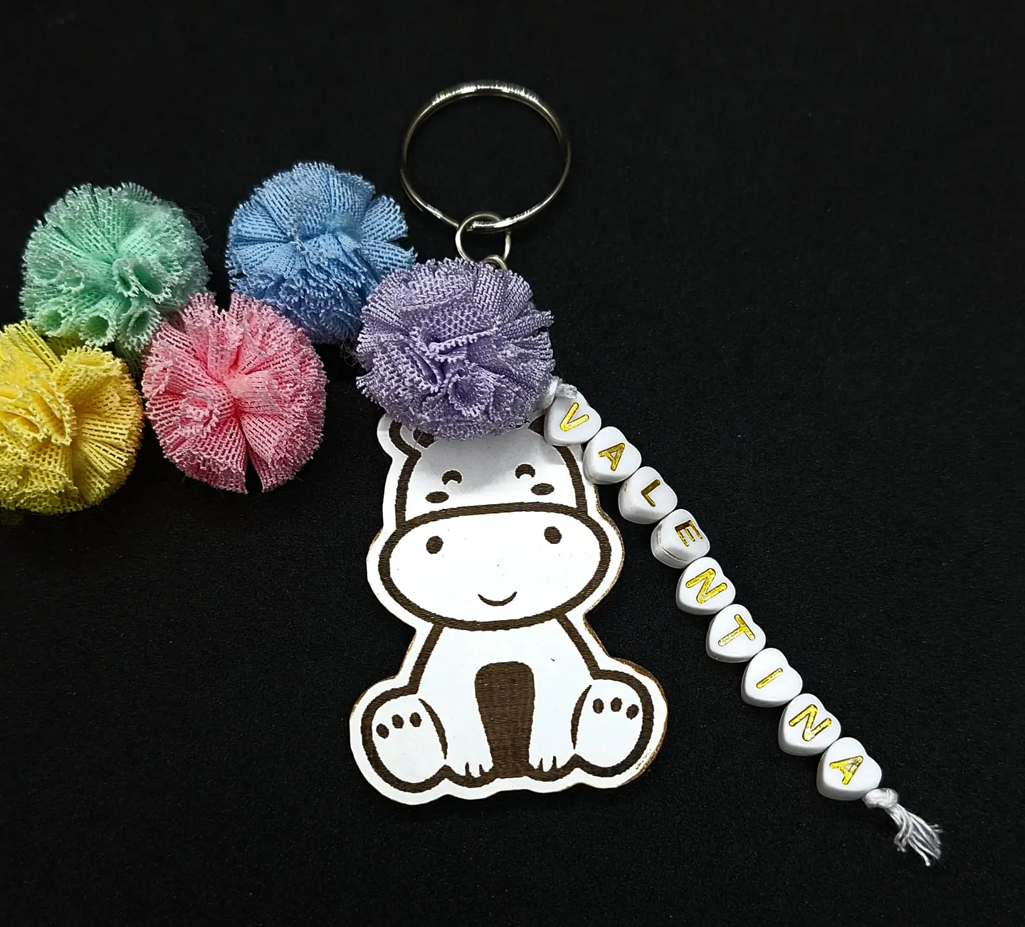 Porta‑Chaves Animal Fofinho - Hipopótamo -  Personalizado com Nome 1