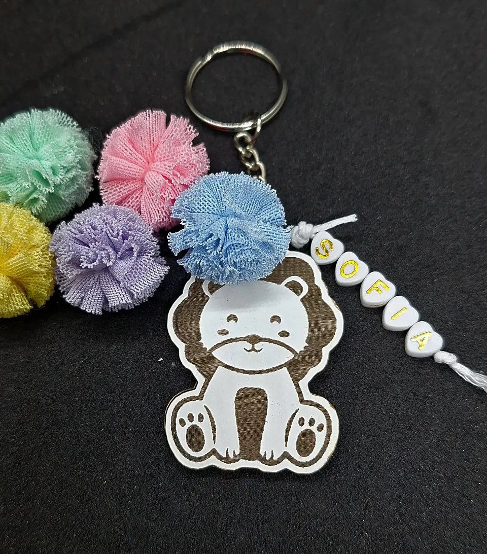 Porta‑Chaves Animal Fofinho – Leão - Personalizado com Nome 1