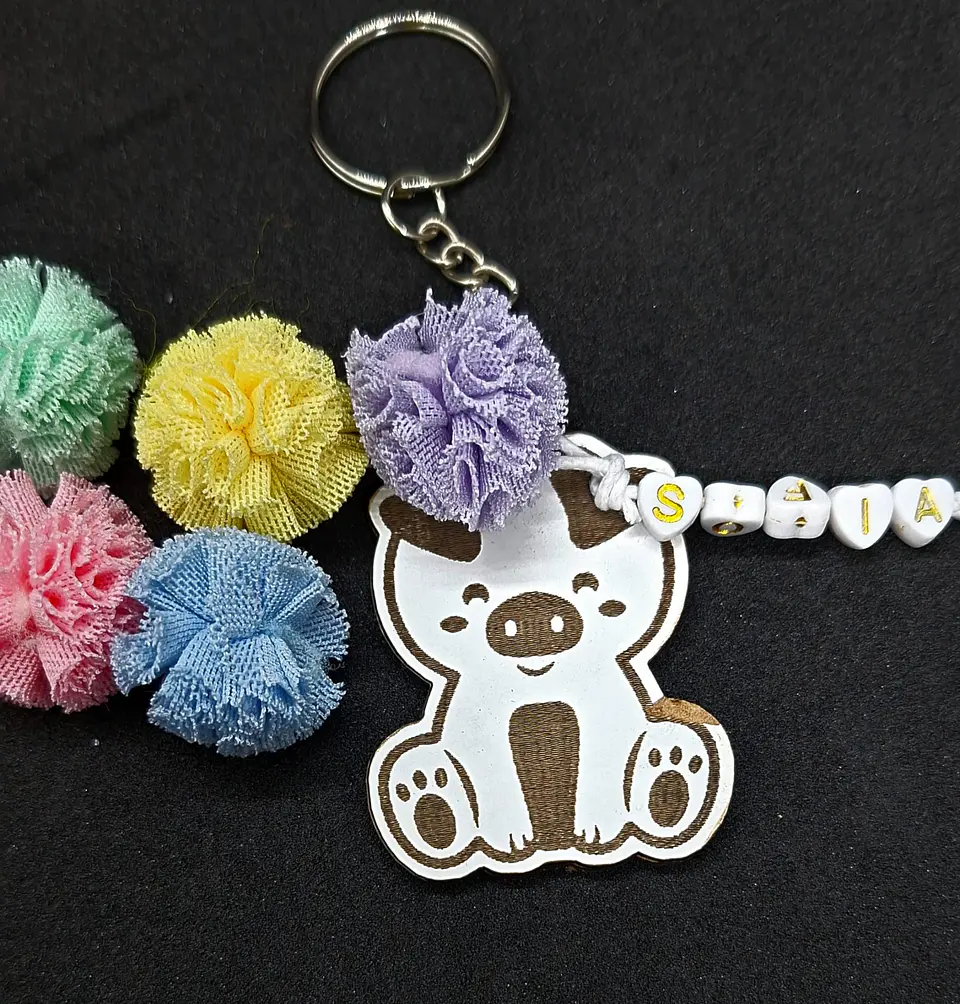 Porta‑Chaves Animal Fofinho - Porquinho - Personalizado com Nome 1