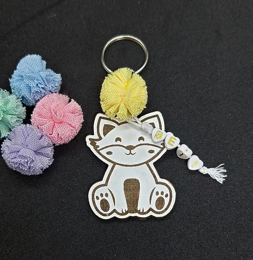 Porta‑Chaves Animal Fofinho - Raposa - Personalizado com Nome 1