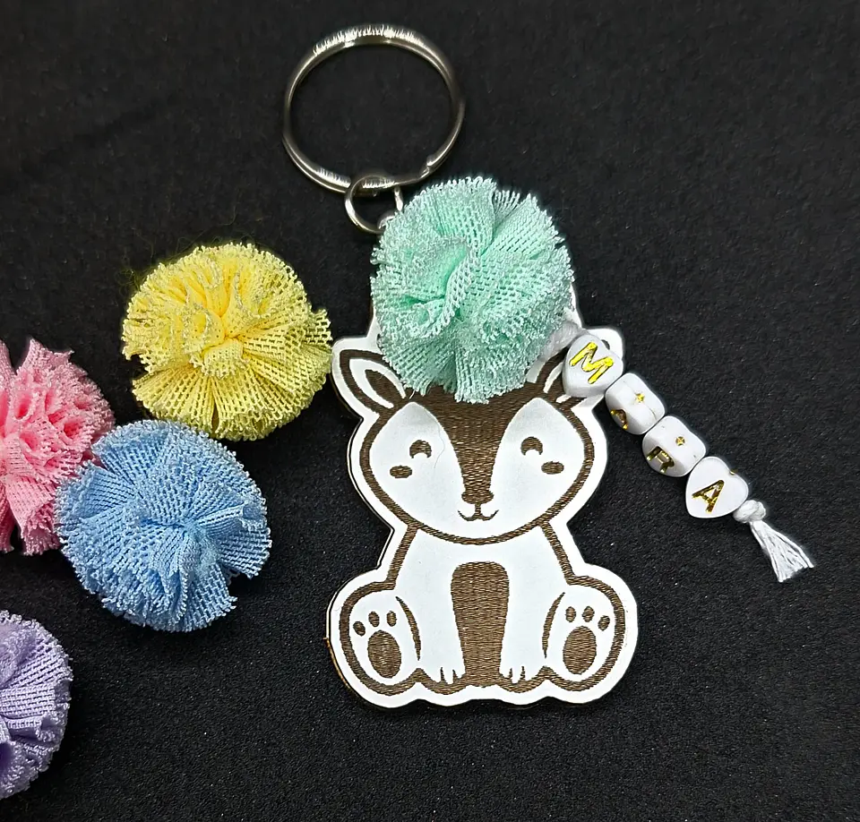 Porta‑Chaves Animal Fofinho - Veado - Personalizado com Nome 1