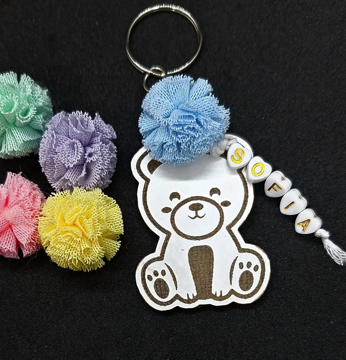 Porta‑Chaves Animal Fofinho - Urso - Personalizado com Nome 1