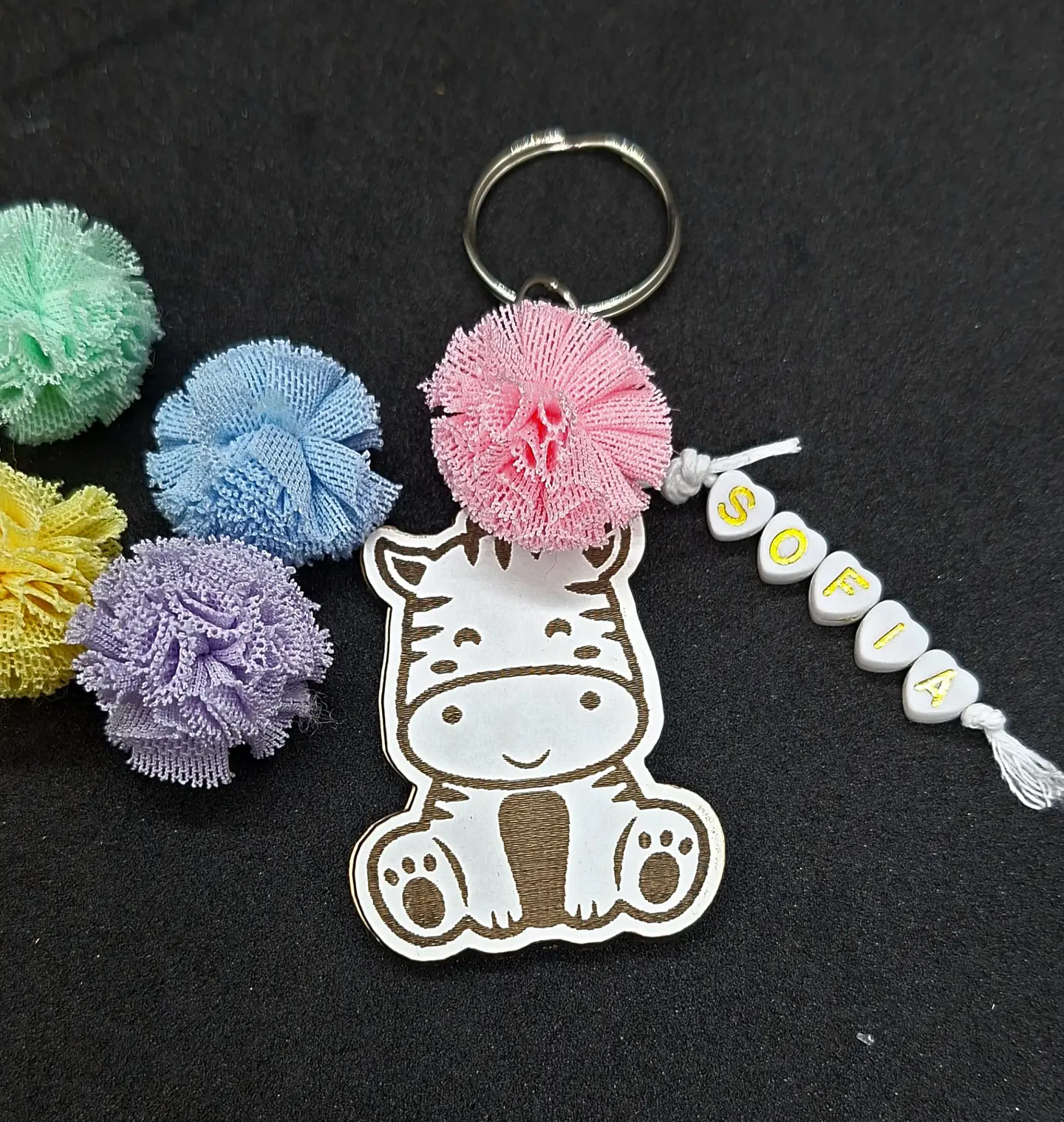 Porta‑Chaves Animal Fofinho - Zebra - Personalizado com Nome 1