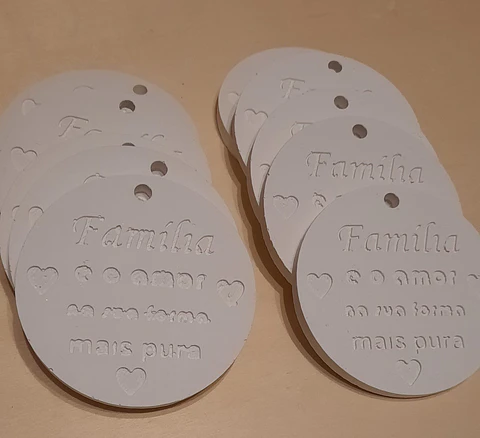 Medalhão gesso "Família é o amor na sua forma mais pura" - Pack 25 unid