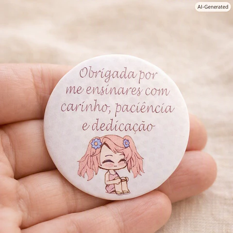 Crachá ou Íman “Obrigada por me Ensinares com Carinho” 