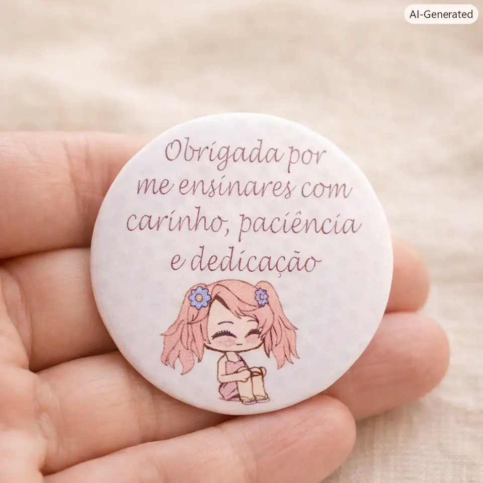Crachá ou Íman “Obrigada por me Ensinares com Carinho”  1