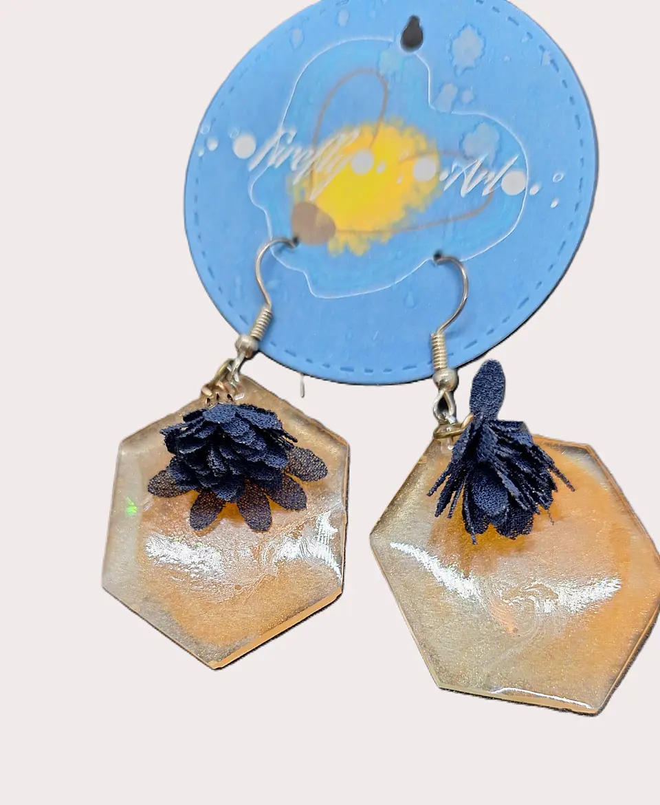Brincos Resina Laranja & Azul 4