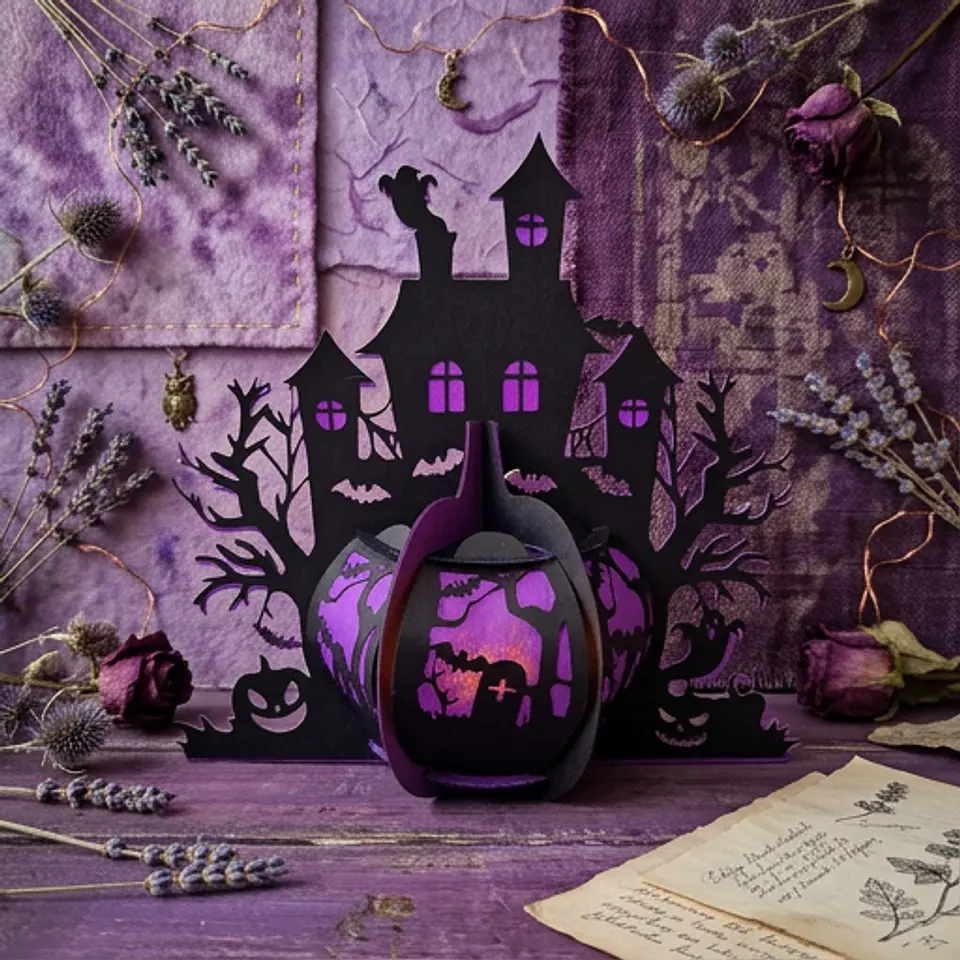 Lanterna Casa Assombrada Halloween | Decoração de Papel 1