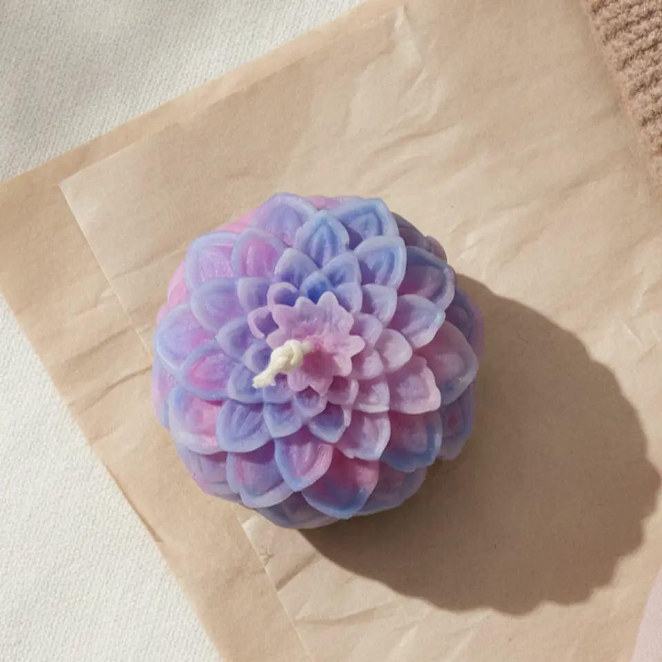 Vela Dália Rosa Azul Lilás 4