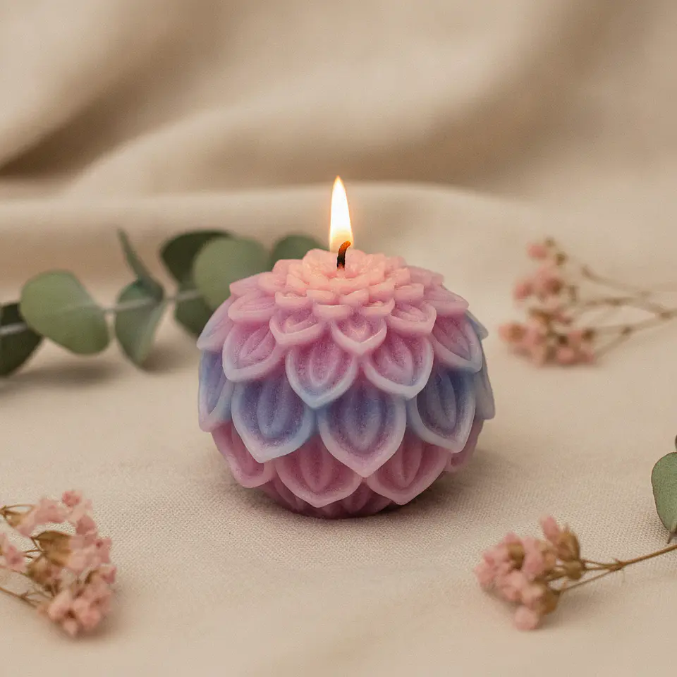 Vela Dália Rosa Azul Lilás 3