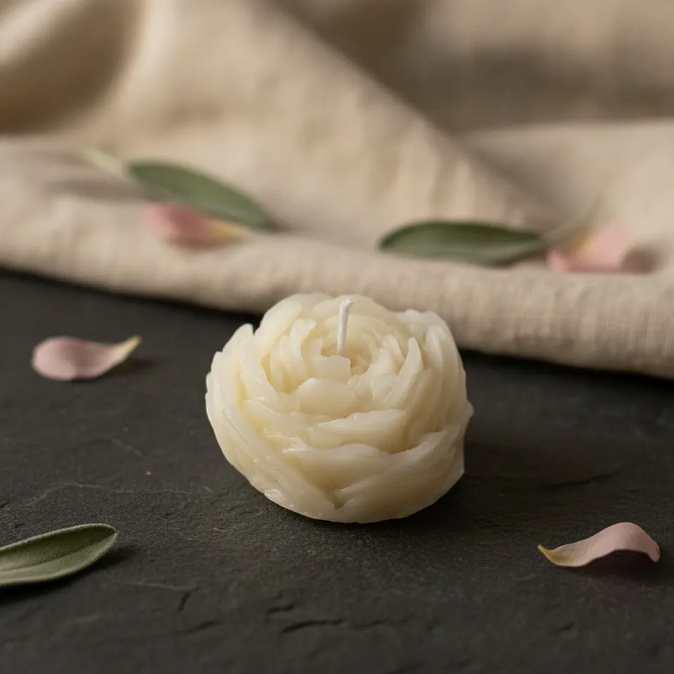 Vela Peônia Alicia Natural - cera vegetal 2