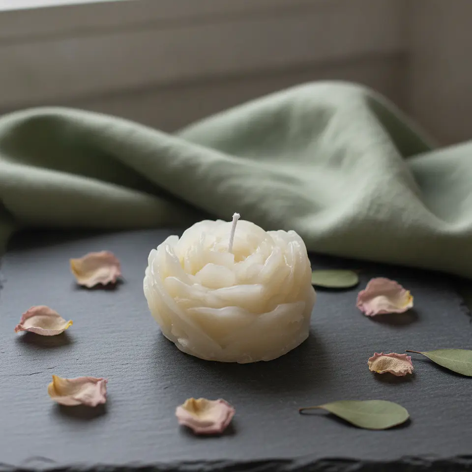 Vela Peônia Alicia Natural - cera mineral 2