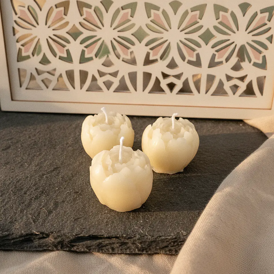 Vela Peônia Botão Andreia Natural - cera vegetal 1