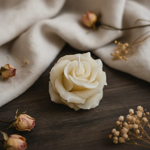 Vela Rosa Carmelinda Natural - cera mineral