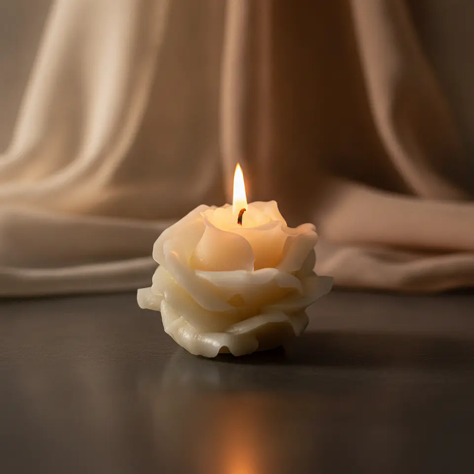 Vela Rosa Carmelinda Natural - cera mineral 3
