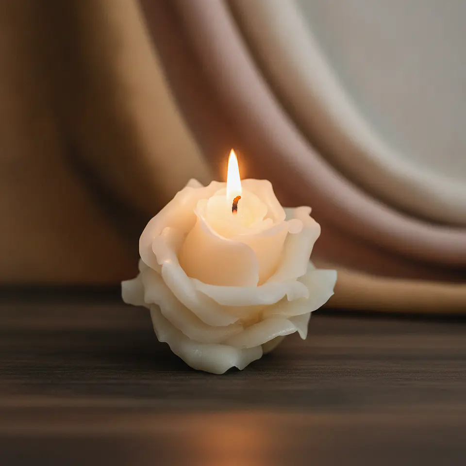 Vela Rosa Carmelinda Natural - cera mineral 4