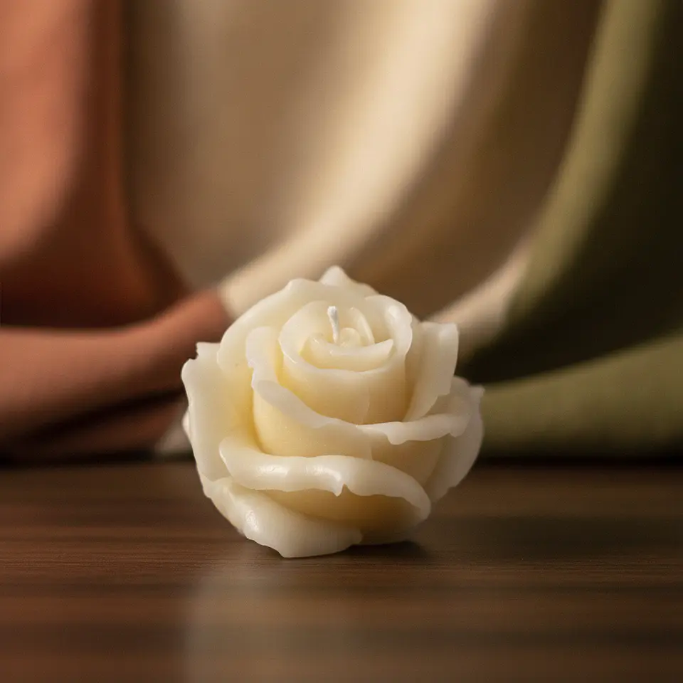 Vela Rosa Carmelinda Natural - cera mineral 5