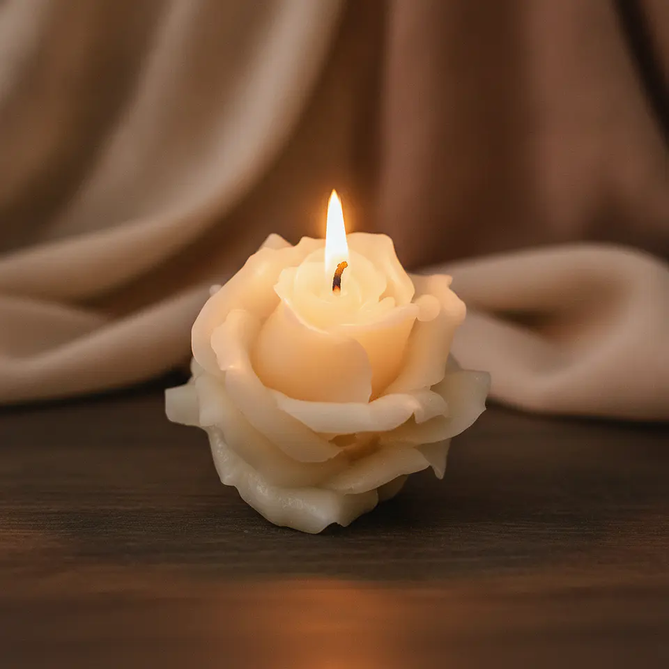 Vela Rosa Carmelinda Natural - cera vegetal 4