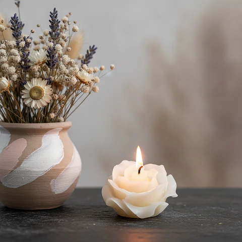 Vela Rosa Anne Natural - cera mineral