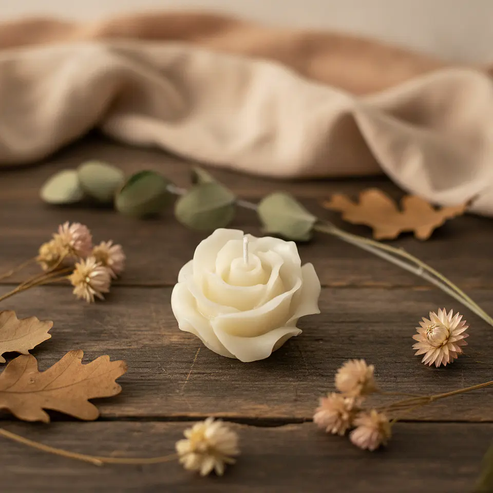 Vela Rosa Anne Natural - cera vegetal 2