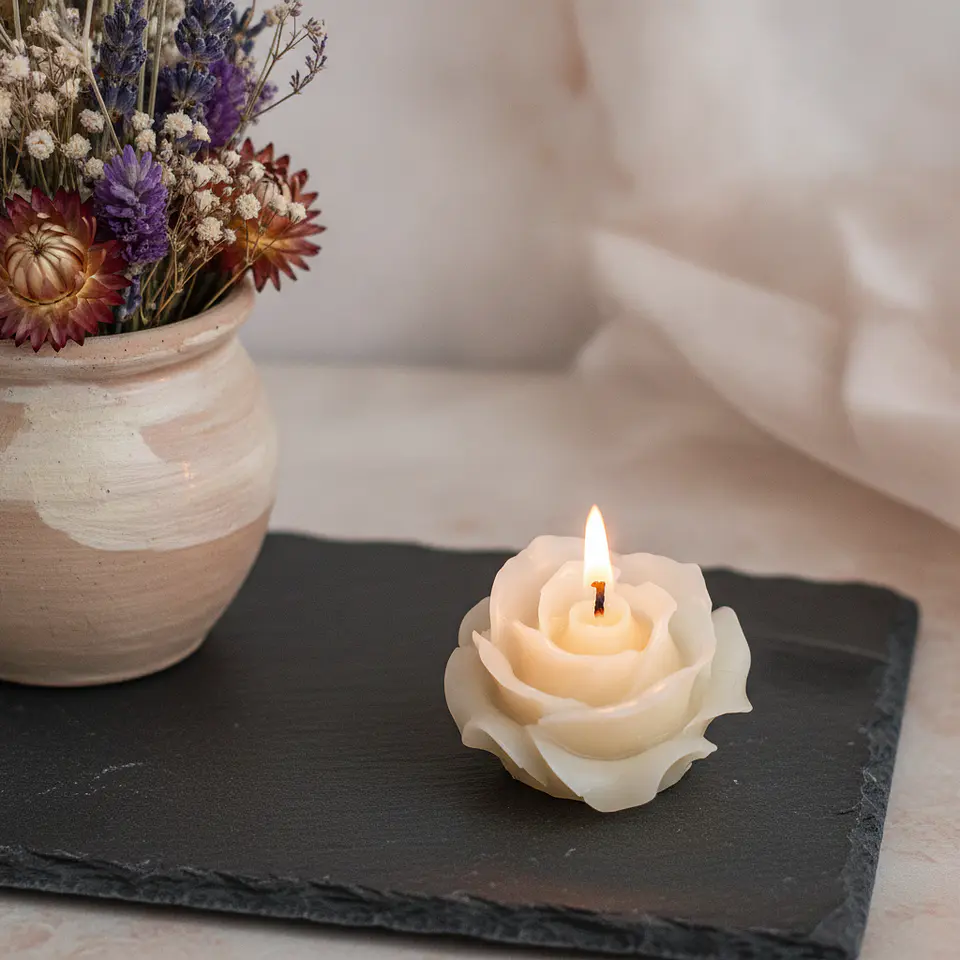 Vela Rosa Anne Natural - cera vegetal 3