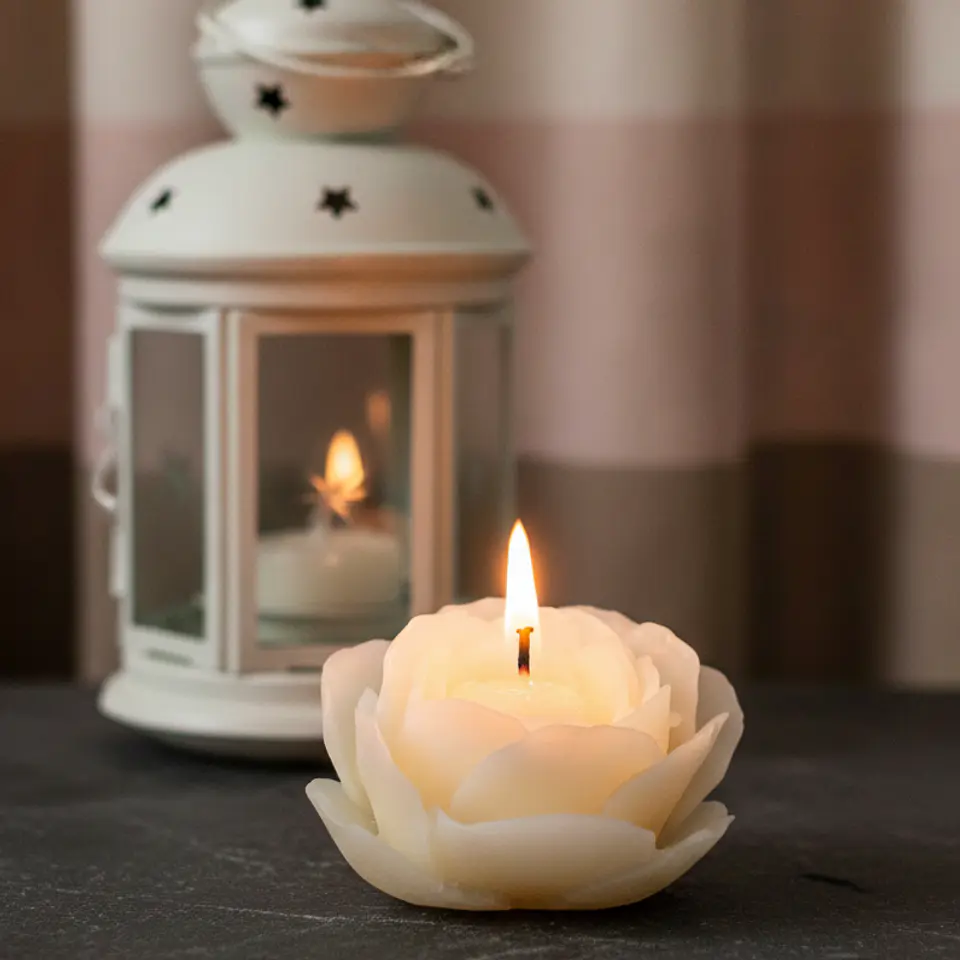 Vela Camélia Natural - cera mineral 1