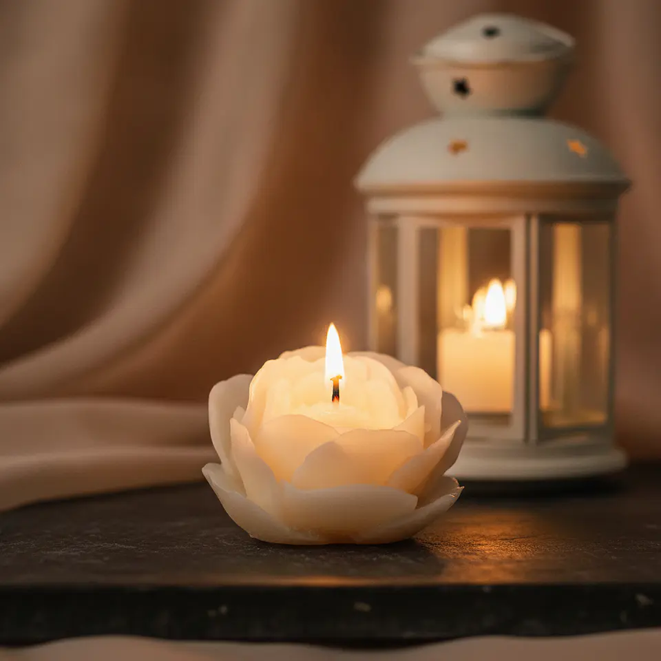 Vela Camélia Natural - cera vegetal 2