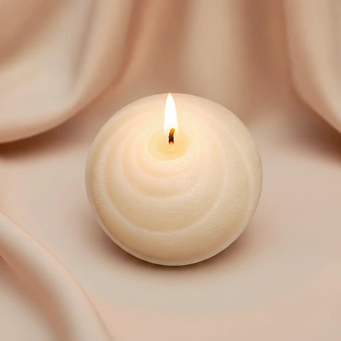 Vela Bola Espiral Natural - cera mineral